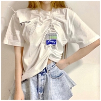 China now ader error short-sleeved men and women with the same 2021 spring and summer new fashion drawstring design round-neck t-shirt