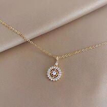 18K gold lucky flash drilling compass diamond necklace luxury group inlaid with natural diamond pendant female