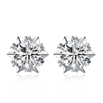 Classic Snowflake White 18k Gold Diamond Earrings Earrings Single Drill with male and female matching ear back buttons