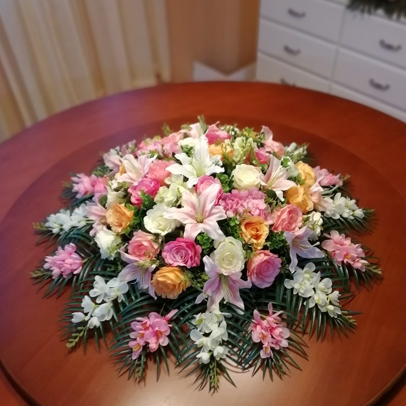 酒店餐桌大圆桌摆件创意歺桌花摆设餐厅仿真中间装饰花转盘餐台