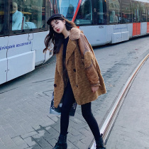 Sandro Moscoloni2021 winter new capsized lamb wool splicing fur integrated jacket with long jacket