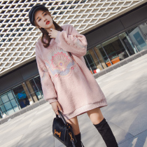 Sandro Moscoloni2020 Fall new gush round neckline lamb velvet blouse with long sweatshirt