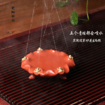Boutique Purple Sand Tea Flattering with Nourishing Tea Set Creative Lotus Leaf Frog Water Spray Five Sub Denko Pot Mat Tea Tray