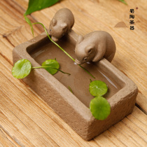 Yixing Boutique Purple Sand Section Clay Handmade Tea Darling Ceramic Creative Tea Fun Little Pig Drinking Water Kongfu Tea Road Pendulum