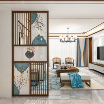 New Chinese screen partition wall Living room entrance Modern simple bedroom block solid wood grille fixed decoration
