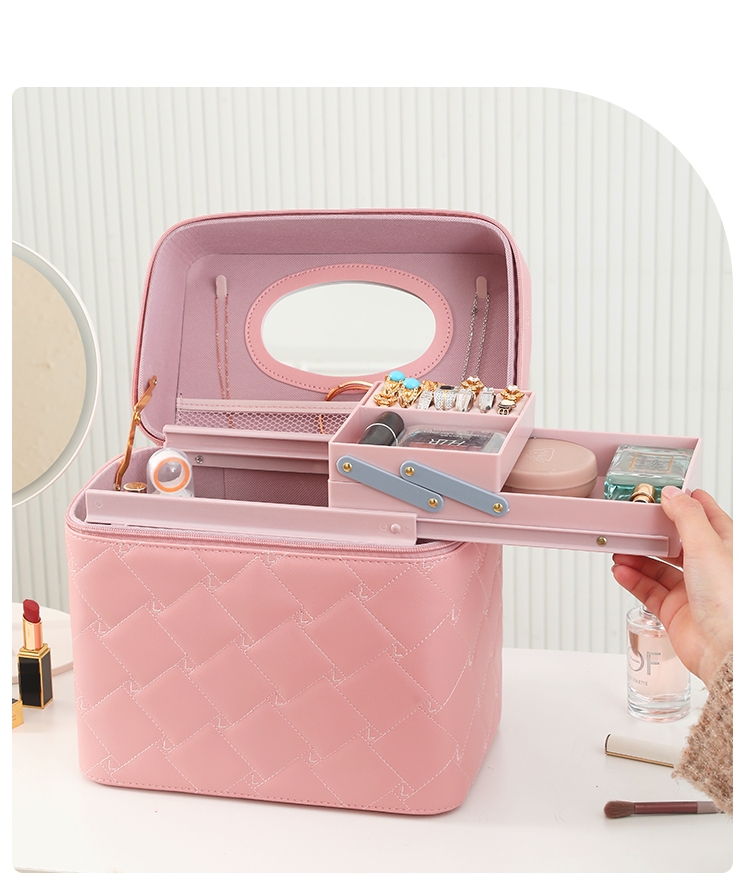 Korean Cosmetic Bag Women's Portable Travel Large Capacity Portable Cosmetics Storage Box 2024 New Super Hot Net Red