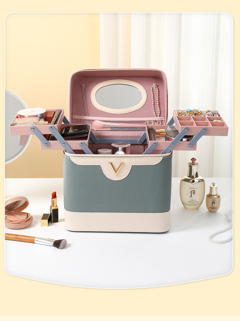new contrast color light luxury cosmetic bag large capacity multi-functional large size portable cosmetics skin care storage box internet celebrity
