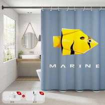 Japanese shower curtain set non-perforated thick mildew proof waterproof curtain bathroom toilet curtain bath partition curtain