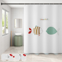 Magnetic shower curtain set non-perforated waterproof cloth toilet dry and wet separation partition water strip bathroom shower door curtain