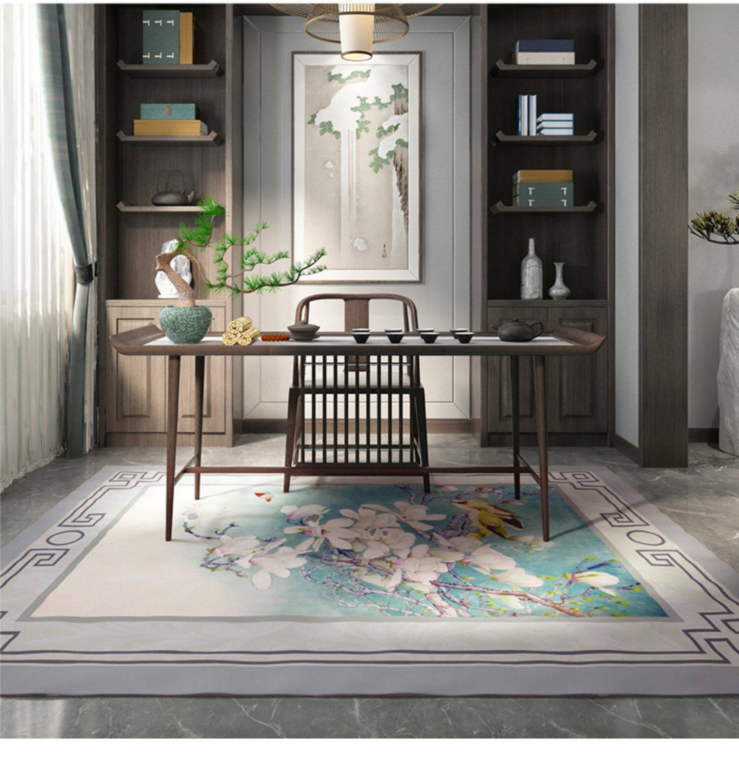 新中式地毯客厅 中式地毯中国风卧室沙发地垫茶几毯茶室家用定制