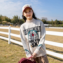 Teenage Girl Sweater Autumn Winter Loose Cute Cartoon Junior High School High School Students Warm Inside Hitch Underpins Jersey Woman