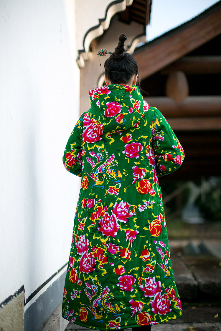 丹凤创意:民族风复古改良大花布棉大衣冬季保暖棉袄棉服亲子童装