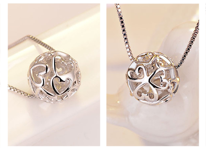 s925纯银单吊坠女不含链单颗简约四叶草转运珠魔方皇冠锁骨项链女_7折