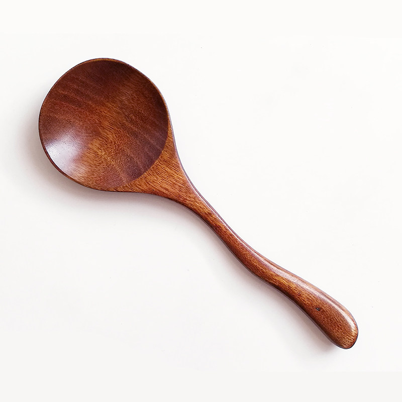 和光小筑 楠木大漆汤勺 实木木质勺子 木勺 吃饭喝汤用勺创意曲柄_7折