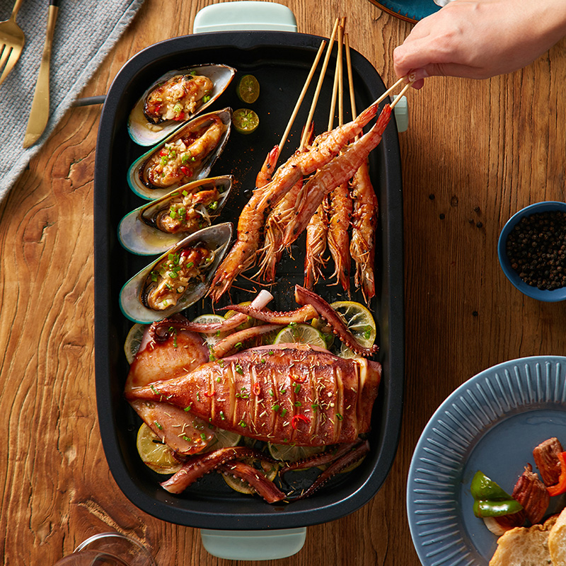 bear electric oven home indoor barbecue small barbecue machine korean removable and washable household electric baking plate teppanyaki
