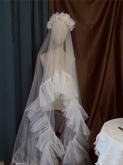 새로운 Super Fairy Veil Grab Rod Yarn 신부 웨딩 스타일 스타일링 머리 장식 White Studio Photography Props Fushionable 새로운 Super Fairy Veil Grab Rod Yarn 신부 웨딩 스타일 스타일링 머리 장식 White Studio Photography Props Fushionable