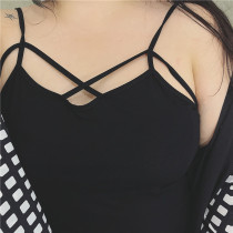 Large size women's Joker cotton vest extra size 220kg fat mm chest cross sexy hot girl small suspender tide