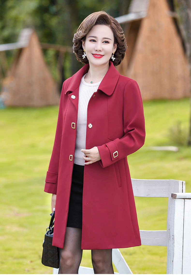 中年妈妈秋装新款中长款风衣秋冬外套中老年大码女装春秋气质上衣详情