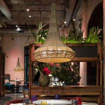 Hotel Restaurant Artistic hemp vintage chandelier lobby creative hand-woven lamps decoration restaurant decoration
