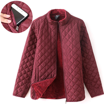 Velvet womens autumn and winter large size thickened coral velvet middle-aged and the elderly warm cardigan cotton coat Mom fleece jacket