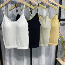 Autumn and summer new pure color slim shoulder strap vest No steel ring with latex chest cushion high elasticity to fix bottom lingerie woman