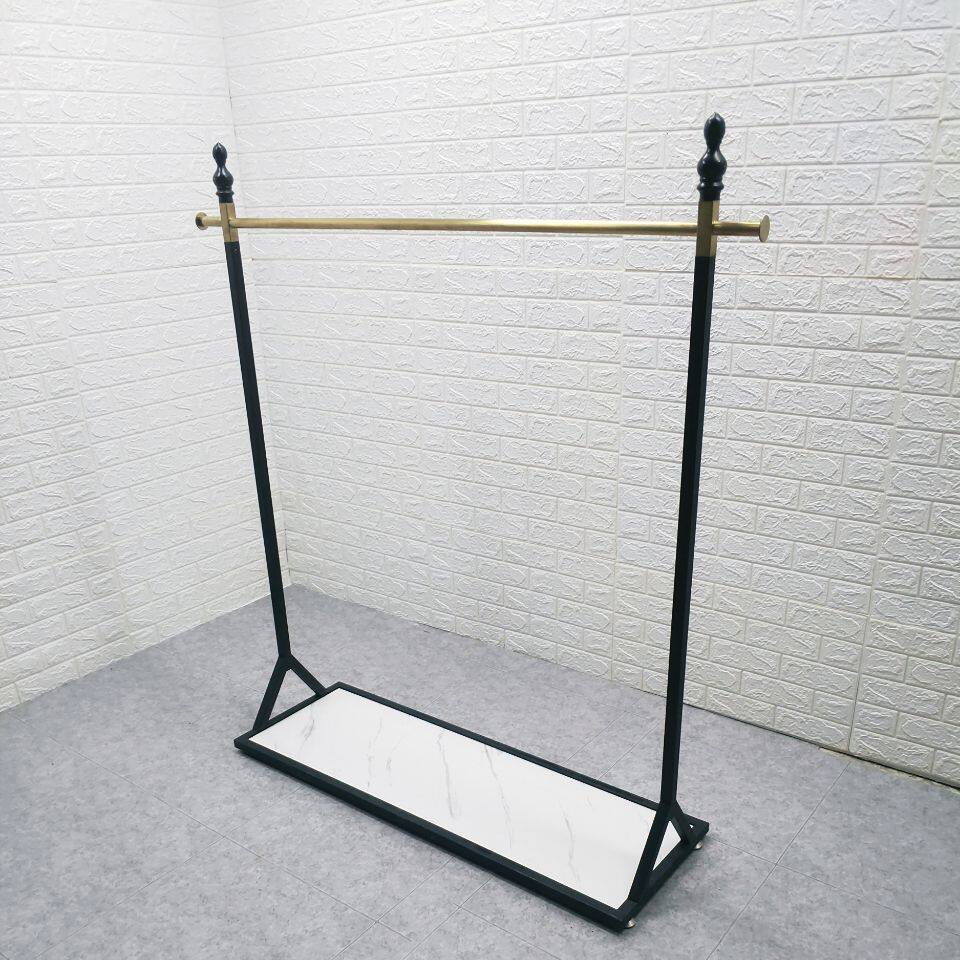 服装店货架展示架落地中岛架单杆龙门架子衣服架黑色单杠钛金挂杆