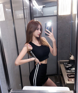 Sexy suspender vest tight bag hip skirt casual and fashionable two-piece dress