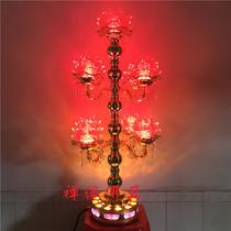 Zen margin Buddha with yellow flowers colorful LED nine-product rotating crystal lotus lamp for Buddha Temple lamp