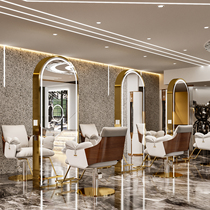 Hairdressing shop mirror table Net red hair salon dedicated double-sided mirror with lamp barber shop ironing area hairdressing floor mirror