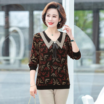 40 40-year-old mother of spring clothes middle-aged woman with new long sleeve blouse blouse Korean version of a thin T-shirt with a T-shirt