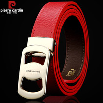 Pilkadan new belt womens real leather smooth buckle belt female ins wind fashion red cowhide pants casual
