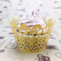 Baking Cup paper cup solid color high-grade cake paper edge hollowed out wedding paper cup turn sugar cup cake cup holder 12