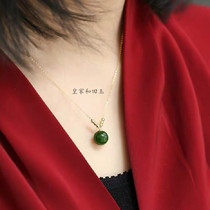 2020 new womens fashion natural and fields jade jade 18k gold round pearl lock bone chain necklace jade pendant