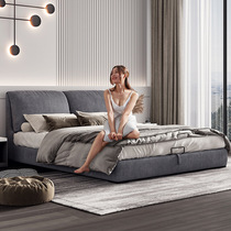 Nordic light luxury fabric bed detachable and washable Simple modern ins net celebrity small apartment 1 8 meters solid wood bedroom double bed