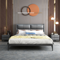 Light luxury leather bed Master bed Modern simple double bed ins net celebrity Italian Nordic 1 8 meters household soft bag wedding bed