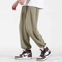Mr forty drop feel hanging down summer thin pants straight tube Harlan casual loose rope toe ankle-length pants men