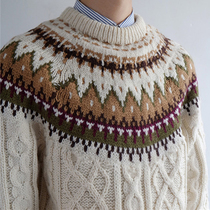Vintage Xmas Nordic Iceland Christmas Series Snow Handle Thick Pullover Fairisland Sweater