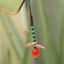 Retro glazed fruit strawberry panda cute boys and girls creative simple atmosphere high-end net red mobile phone chain pendant