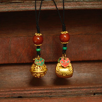 Mobile phone lanyard womens cell phone chain mobile phone rope personality creative hanging pendant Chinese style pendant short anti-lost rope