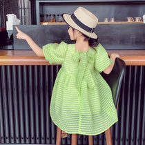 Girls skirt summer foreign atmosphere 2022 new childrens dress Korean version short sleeves summer dress in the big boy princess skirt