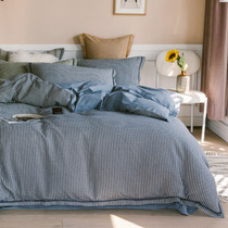 Modern simple thousand bird grid polished cotton four-piece cotton winter cashmere thickened bed sheets bed hats bedding