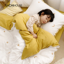 Double yarn children four sets of cotton cotton boys and girls baby baby Four Seasons bedding super soft quilt cover