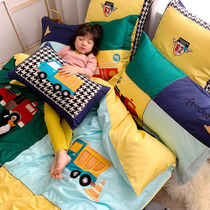 Straight childrens four-piece cotton cotton cartoon Boys and Girls cute quilt cover bed sheets bedding