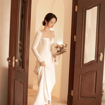 French light wedding dress is thin and it is a dream out of the new long sleeve satin face of the gown 2022