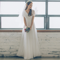 High waist belly cover light wedding dress 2020 new slim slim bride travel door yarn Sen department simple light dress