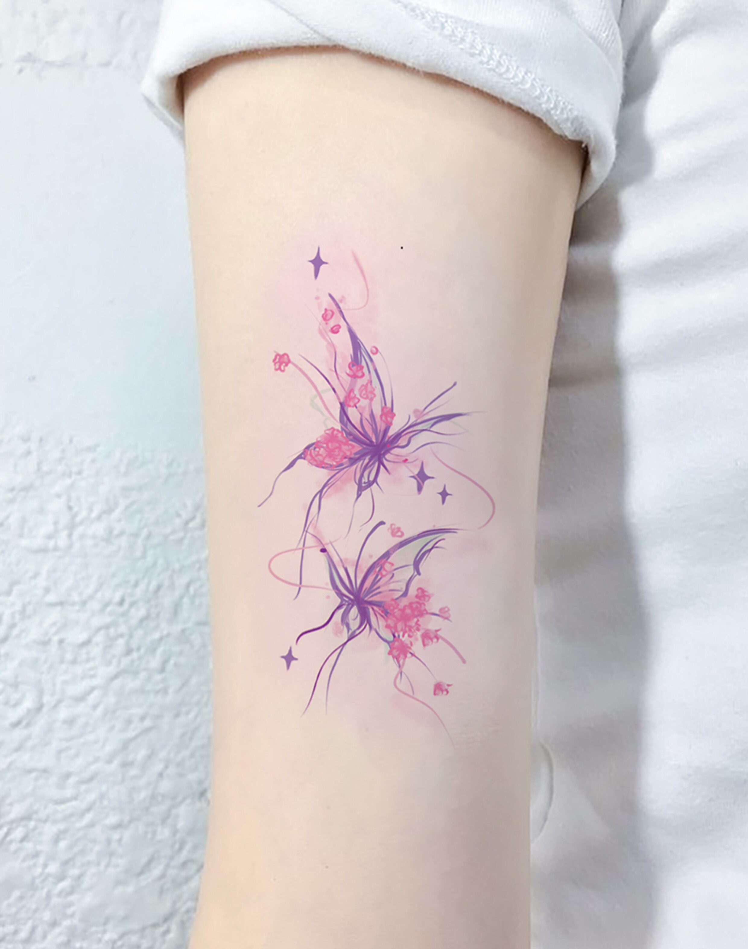 仟鲤 烟花蝴蝶纹身贴 手指小图案 彩色贴纸防水女持久彩绘小清新