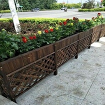 Planting Box Solid Wood Fencing Floor Wood Flower Basin Balcony Vegetable Basin Grid Flower Groove Suspended Rectangular Embalming Wood Flower Case