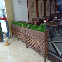 Outdoor anti-corrosive wood flower case grid flower groove solid wood mobile floor grid flower shelf fence Xuanguan indoor courtyard