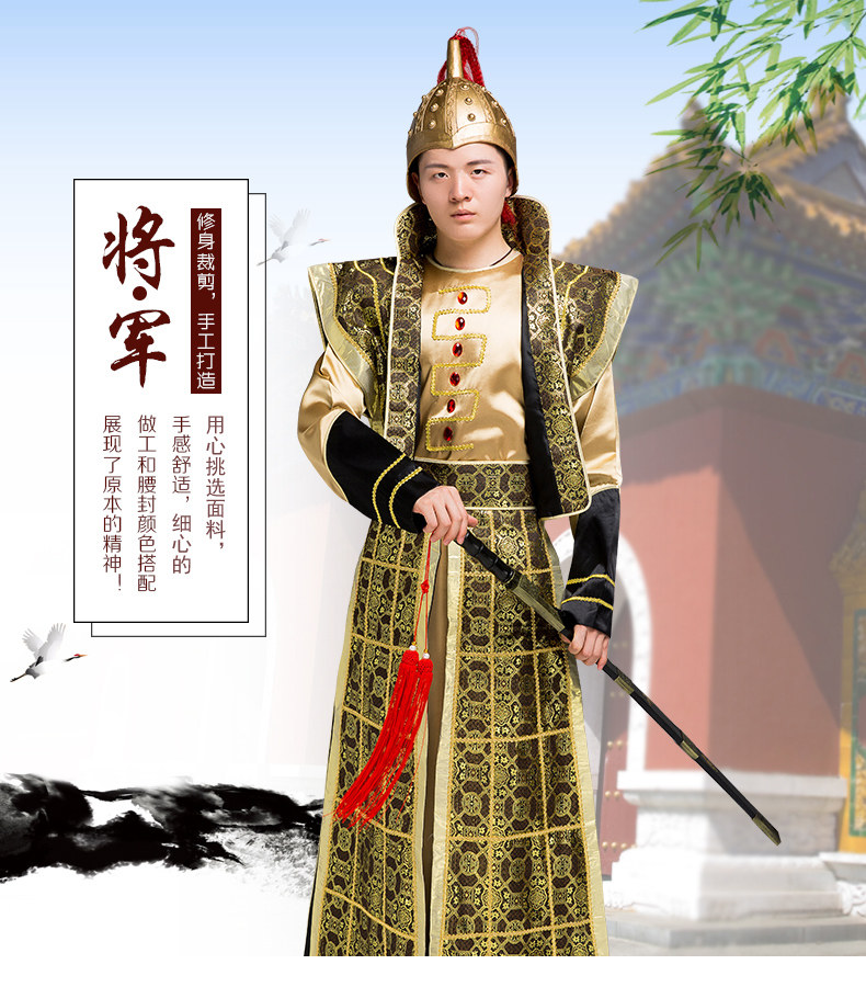 古代武士将军将领军官战争盔甲岳飞元帅战袍影视道具男演出服古装