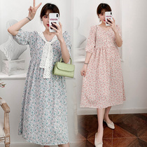 Large code gestational woman in summer 200 catty pregnant woman with dress and summer crummy breast-feeding pregnant woman skirt fat mm new fashion